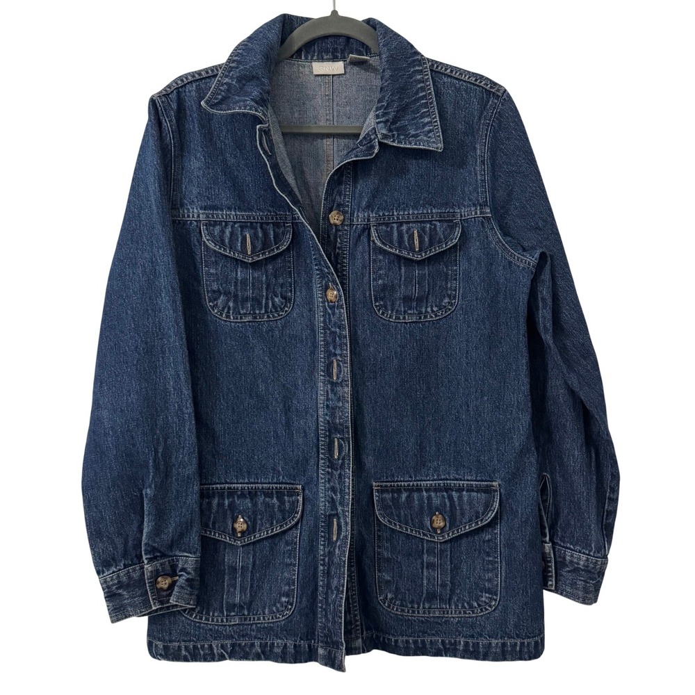 VTG GNW Barn Coat Womens M Blue Jean Button Front Utility‎ Workwear Chore Jacket